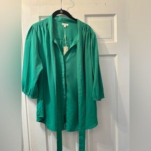 Green Tie Blouse